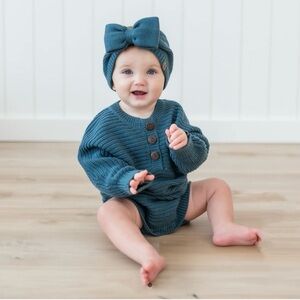 Kyte Baby | Chunky Knit Romper (Atlantic) 6-12 M
